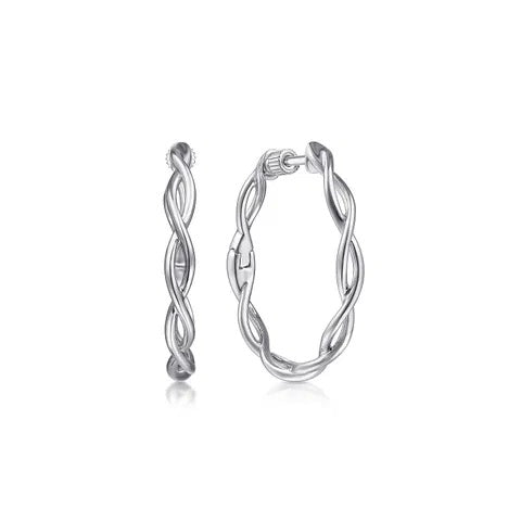 Sterling Silver 25MM Twisted Hoop Earrings