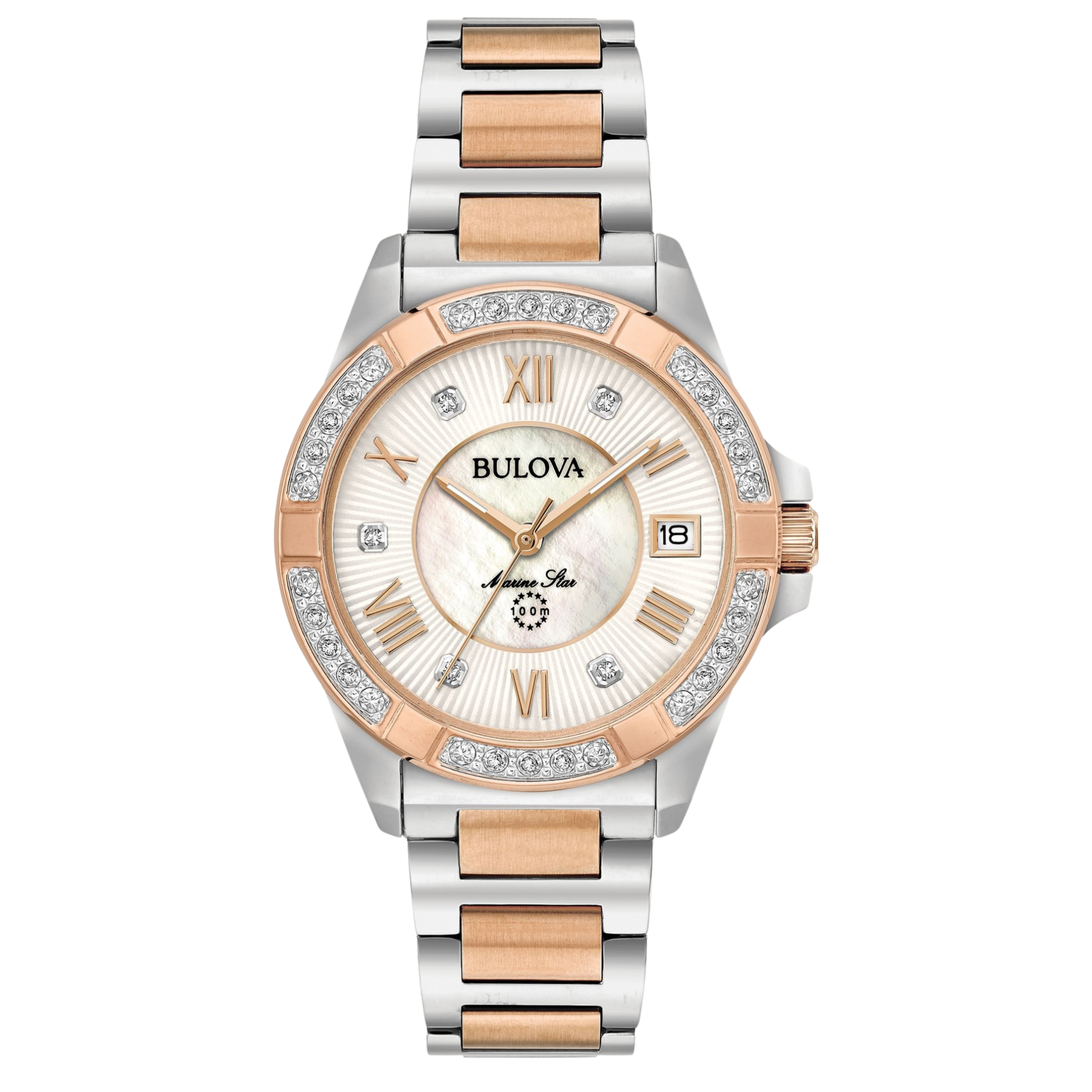 Bulova Marine Star Rose & White Watch with Mother of Pearl Dial 98R234