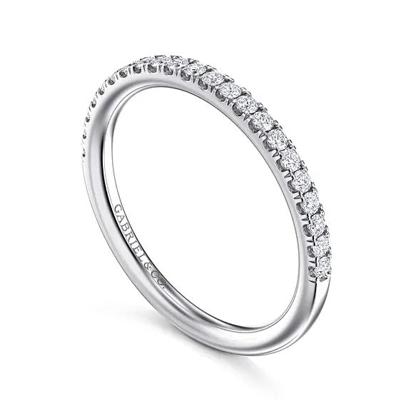 14K White Gold .21CTW Diamond Prong Set Band.