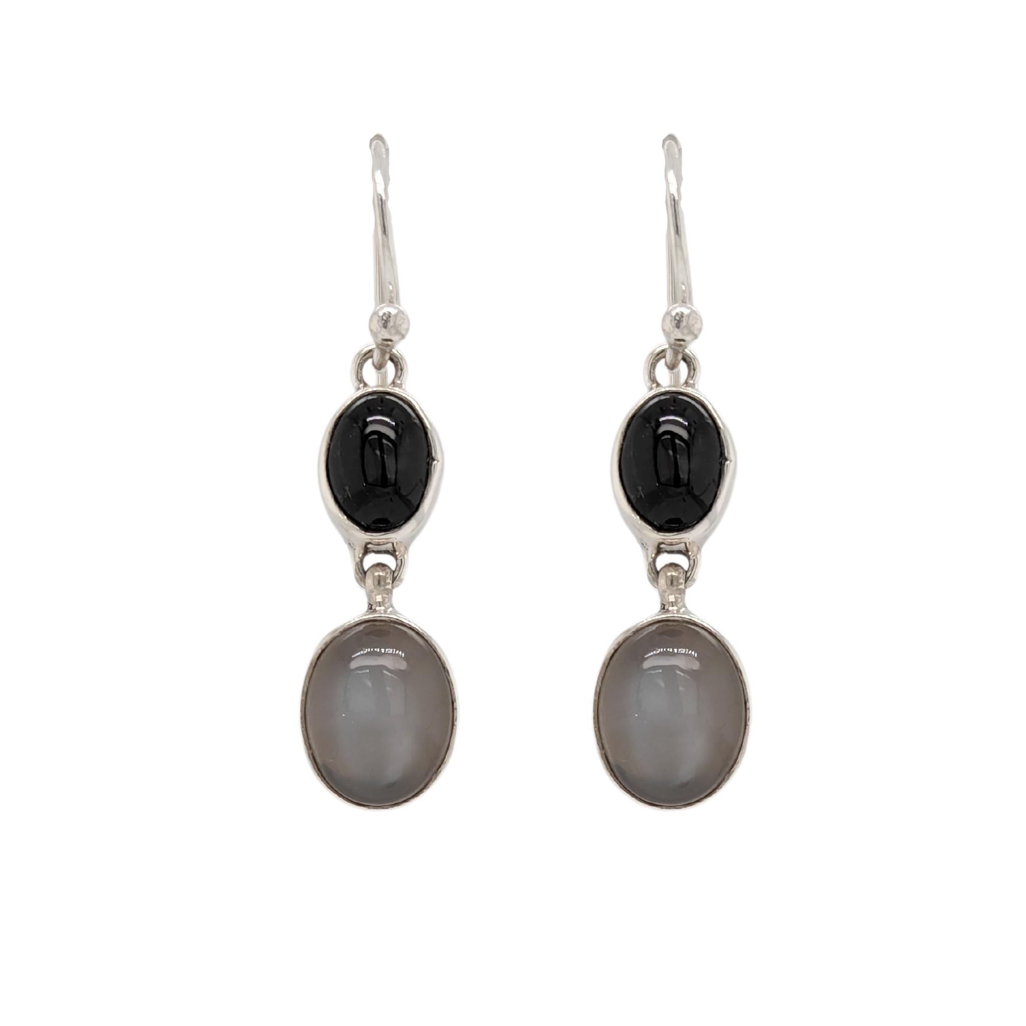 Sterling Silver Multi-Color Gray Moonstone Dangle Earrings