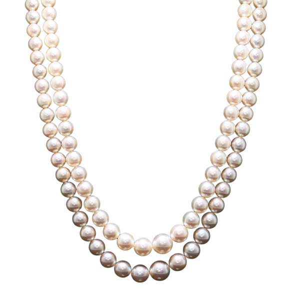 Estate Akoya Double Strand 14kt 19in 5.5-5.6mm
