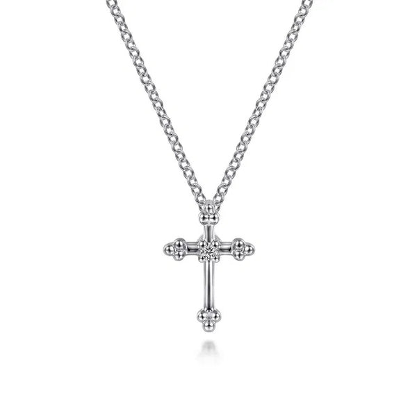 Bujukan Sterling Sliver .02ctw G-H SI+ Cross Necklace 16in S2299096