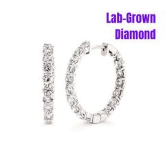 14kt White Gold Lab Grown Diamond In & Out Hoops