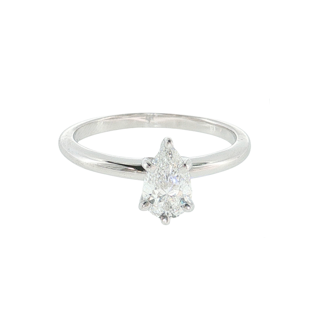 Estate 14kt White Gold Diamond .60ct Pear D VVS1 GIA 5286625578 Solitaire Ring