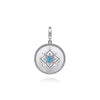 Sterling Silver Blue Topaz and White Sapphire Bujukan Medallion Pendant in size 24mm