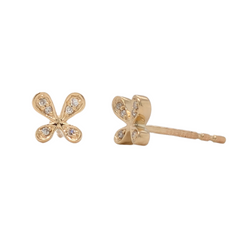 14K Yellow Gold Diamond Butterfly Earrings