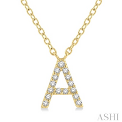 10K Gold "A" Diamond Initial Necklace