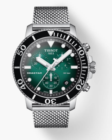Tissot Seastar 1000 Chronograph Watch with Green Gradient