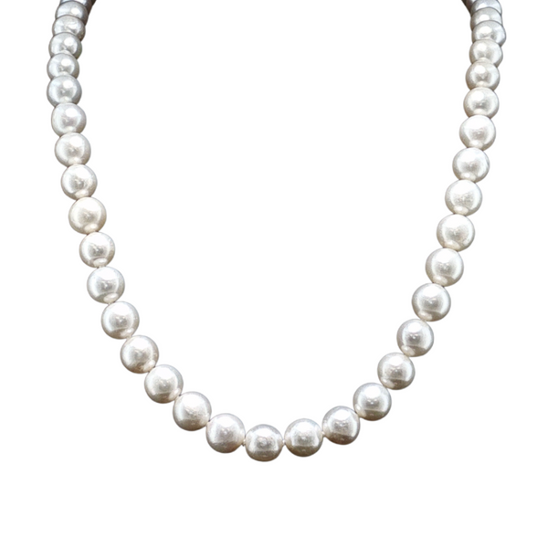 Estate Sterling Sliver White Fresh Water Pearl Necklace 7.7mm-8mm