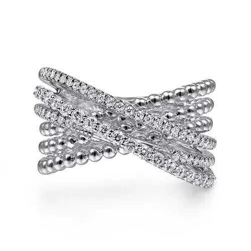 Sterling Silver White Sapphire Bujukan Criss Cross Ring