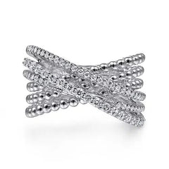 Sterling Silver White Sapphire Bujukan Criss Cross Ring
