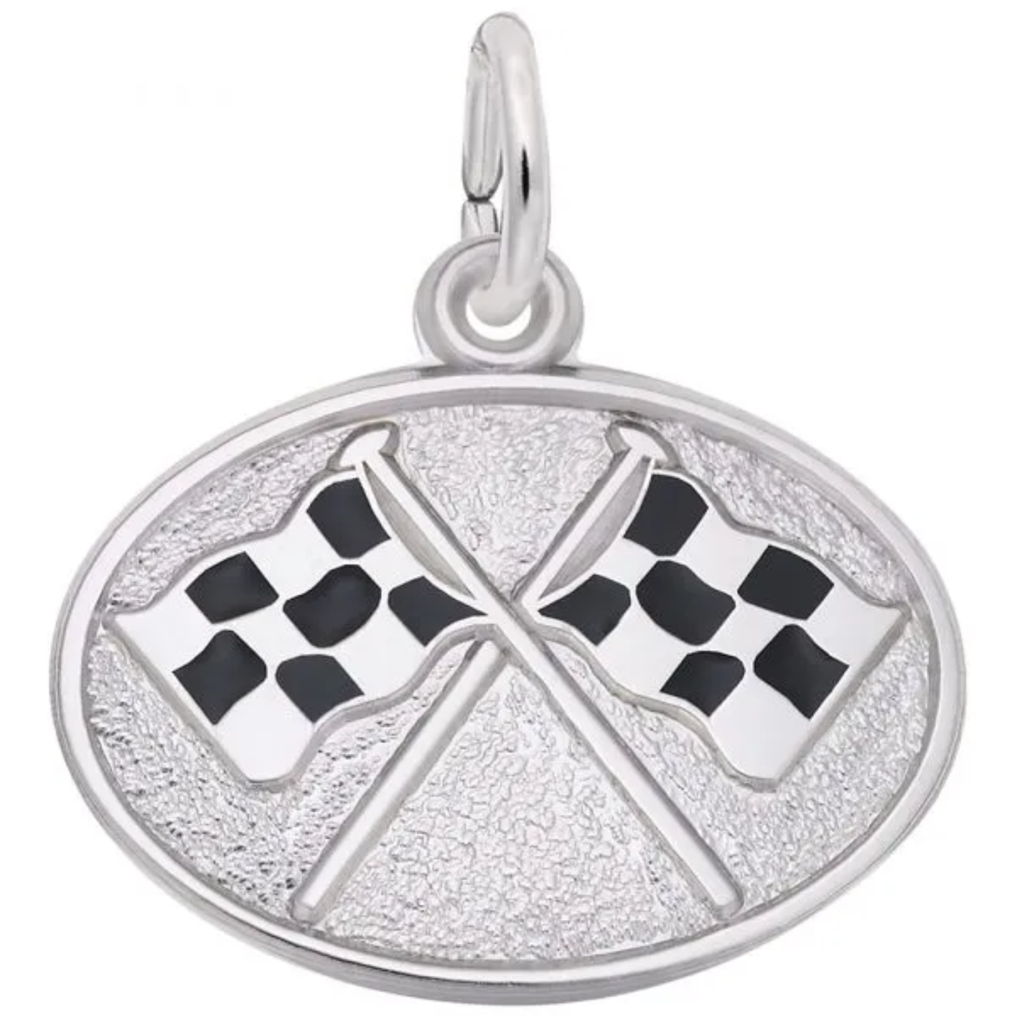 Sterling Silver Racing Flags Charm