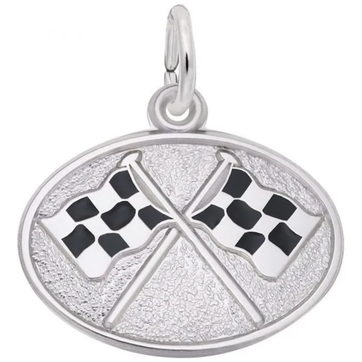 Sterling Silver Racing Flags Charm