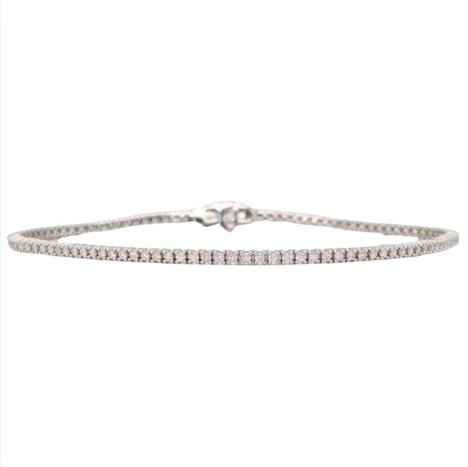 14KT White Gold 1CTW Thin Tennis Bracelet