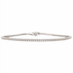 14KT White Gold 1CTW Thin Tennis Bracelet