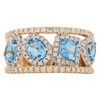 14K Multi-Shape Aquamarine & Diamond Band