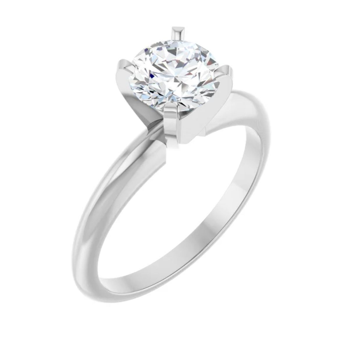 Estate: 14K White Gold .33CT Round Brilliant Diamond 4 Prong Engagement Ring