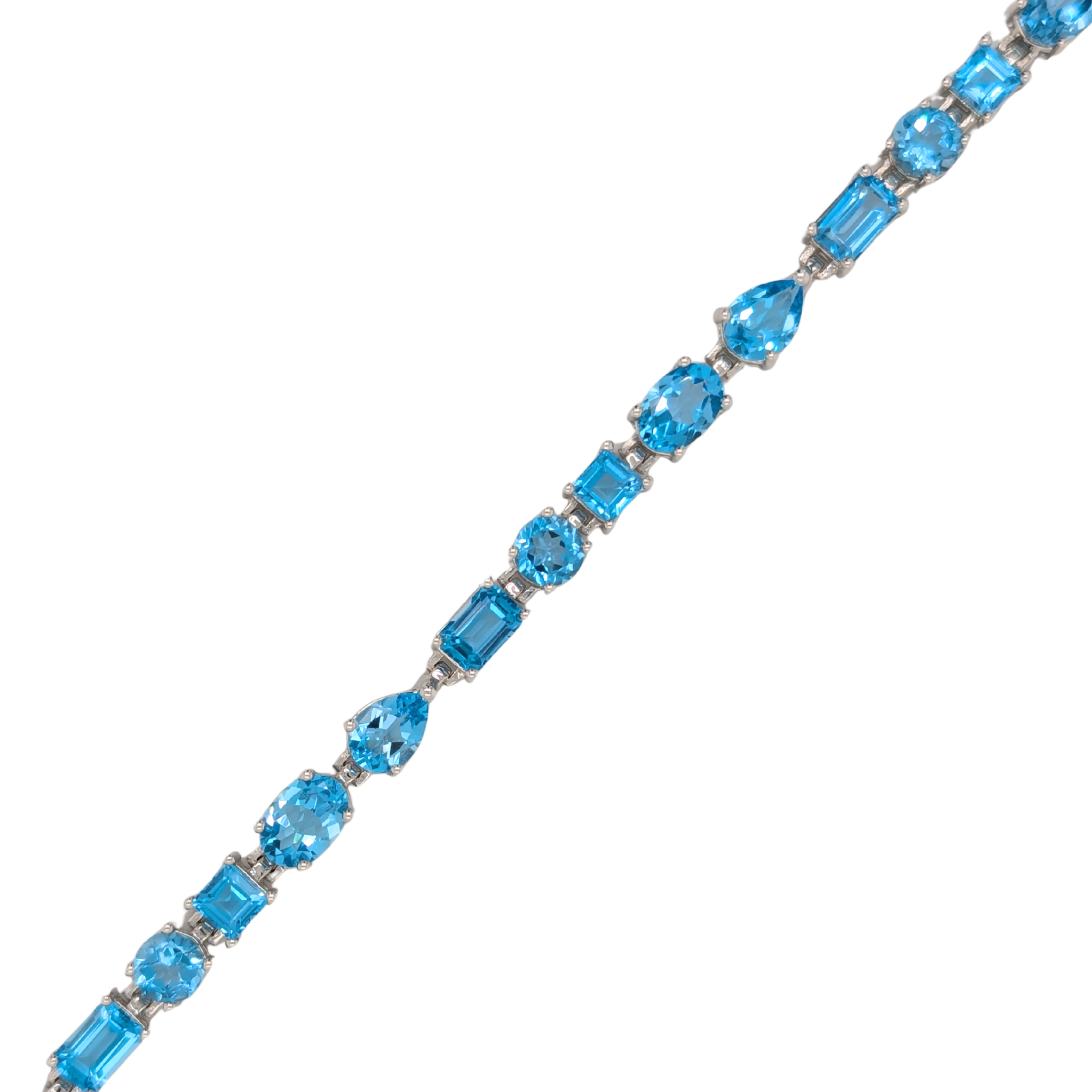 Sterling Silver Blue Topaz 16.85CTW Multi-Gemstone Bracelet