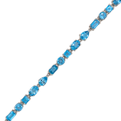 Sterling Silver Blue Topaz 16.85CTW Multi-Gemstone Bracelet