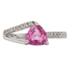 14K White Gold Trillian Pink Sapphire Ring