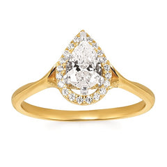 14KT Gold Diamond Engagement Semi-Mount Ring for Pear Shape