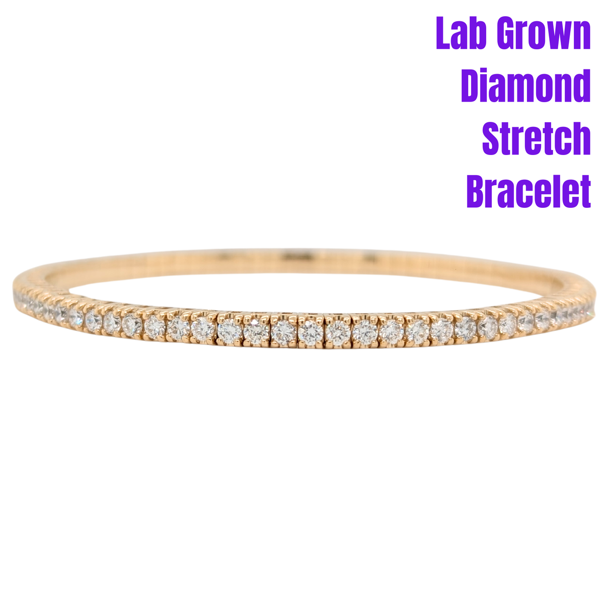 14K Lab Grown Diamond Stretch Bracelet