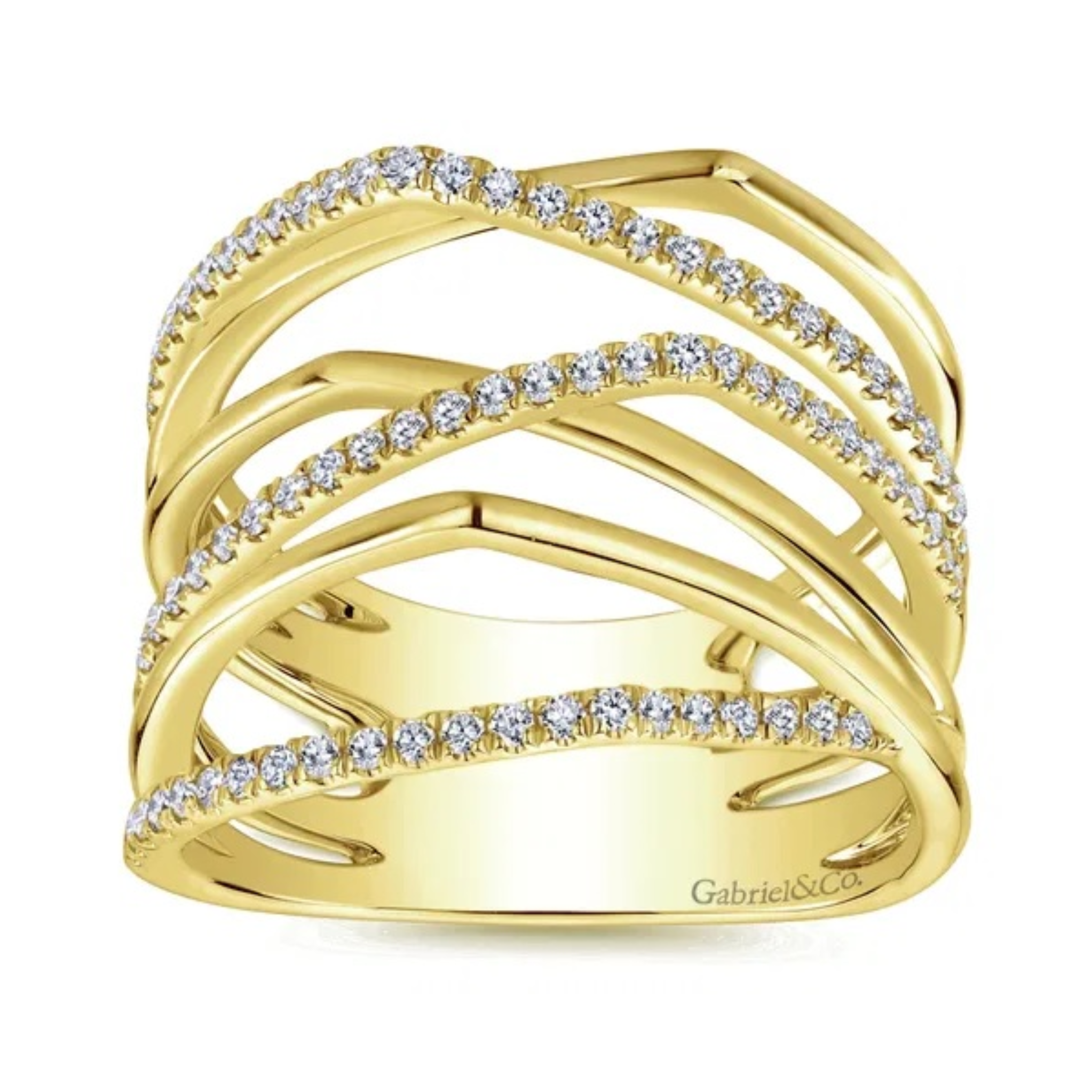 14K Yellow Gold Diamond Multi-Row Wide Band S815417