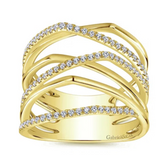 14K Yellow Gold Diamond Multi-Row Wide Band S815417