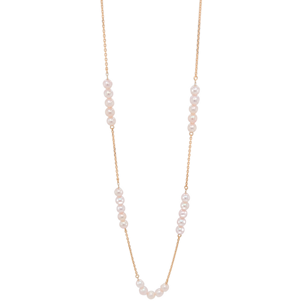 18K Gold Pearl Chain Necklace 18"