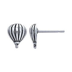 Sterling Silver Striped Hot Air Balloon Stud Earrings