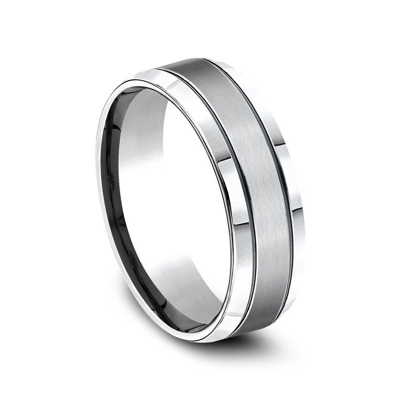 Cobalt Chrome Men's Ring with Blackened Design - Size 10
