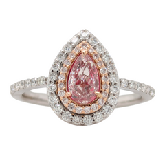 18K GIA Certified Pink Diamond Double Halo Ring