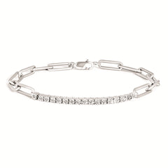 Sterling Silver Diamond Paperclip Bracelet