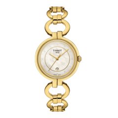 Tissot Flamingo Goldtone Ladies Bracelet Style Watch with Mother of Pearl