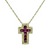 Estate 14kt Yellow Gold .60ctw Ruby Diamond Cross with Chain 18in