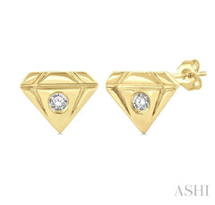 10K Yellow Gold Diamond Shape Stud Earrings