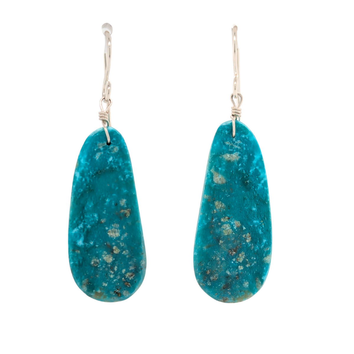 Sterling Silver Turquoise French Wire Unique Shape Earrings