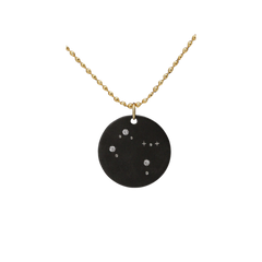 Zirconium Gemini Zodiac Lab Grown Diamond Disc Necklace with Gold Filled Chain