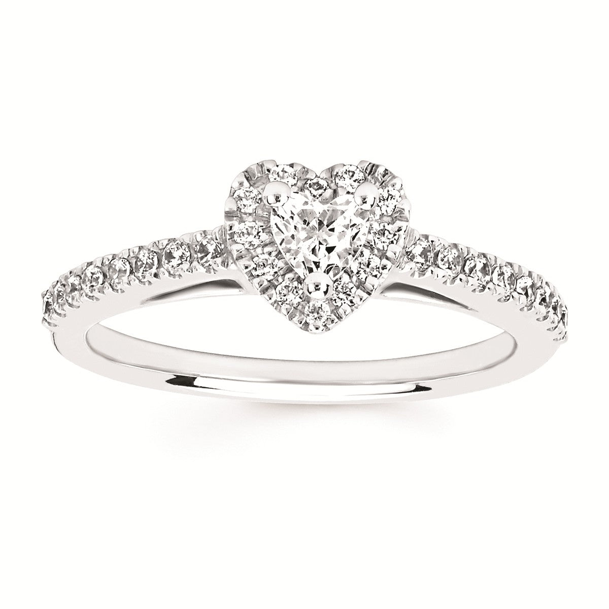 14K Gold Heart Shaped Diamond Halo Engagement Ring