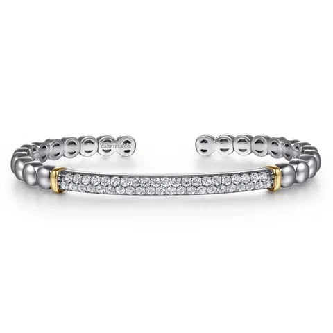 Sterling Silver & 14K White Sapphire Cuff Bracelet
