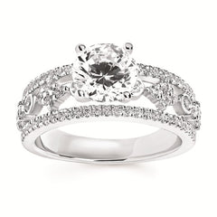 14K Diamond Semi-Mount Engagement Ring Wide Band