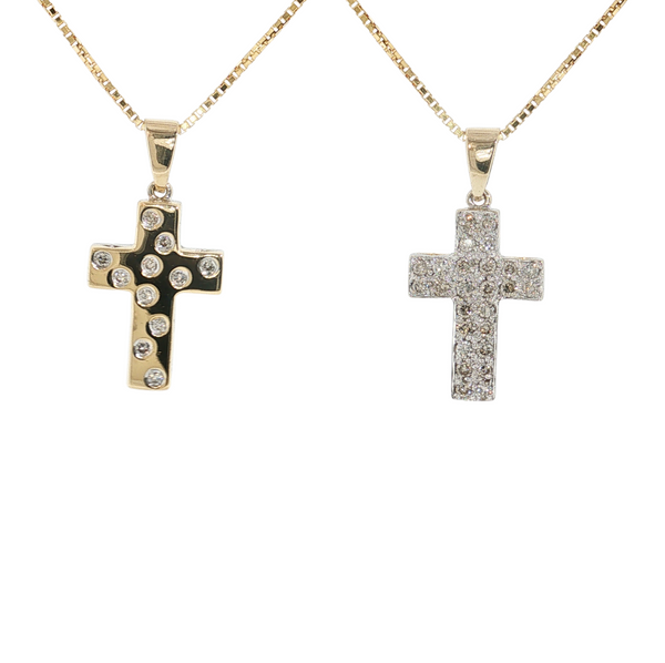 18KT TT DIA .55CTW REVERSIBLE CROSS