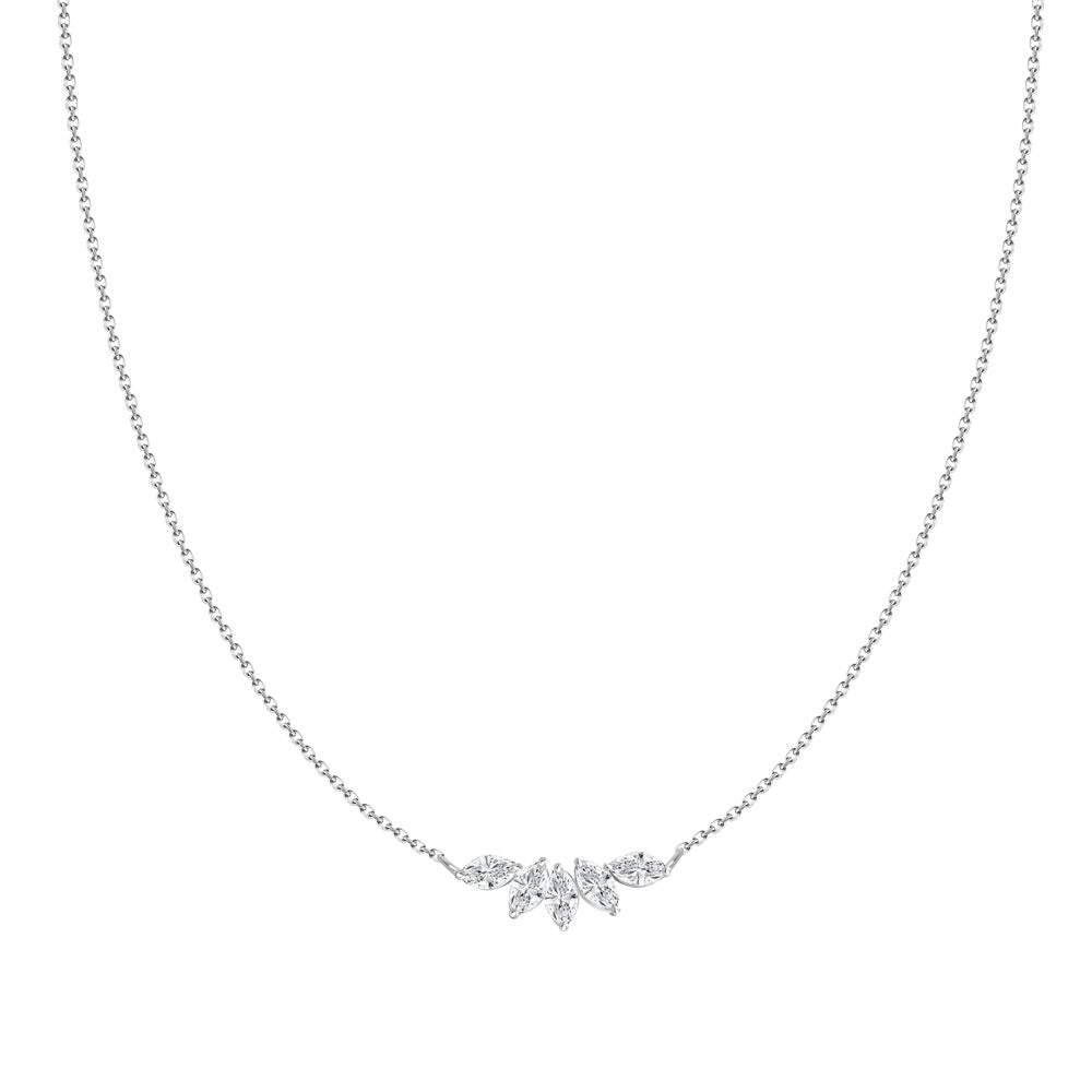18K White Gold Scattered Diamond Necklace