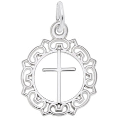 Sterling Silver Cross with Ornate Boarder