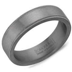 Men's Tantalum 6MM Milgrain Band with Sandpaper Finish Size 10