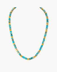 Sterling Silver 14K Yellow Plated Turquoise Bead Necklace