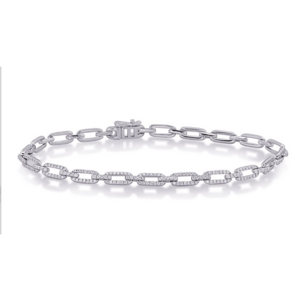 14K White Gold Pave Diamond Link Bracelet