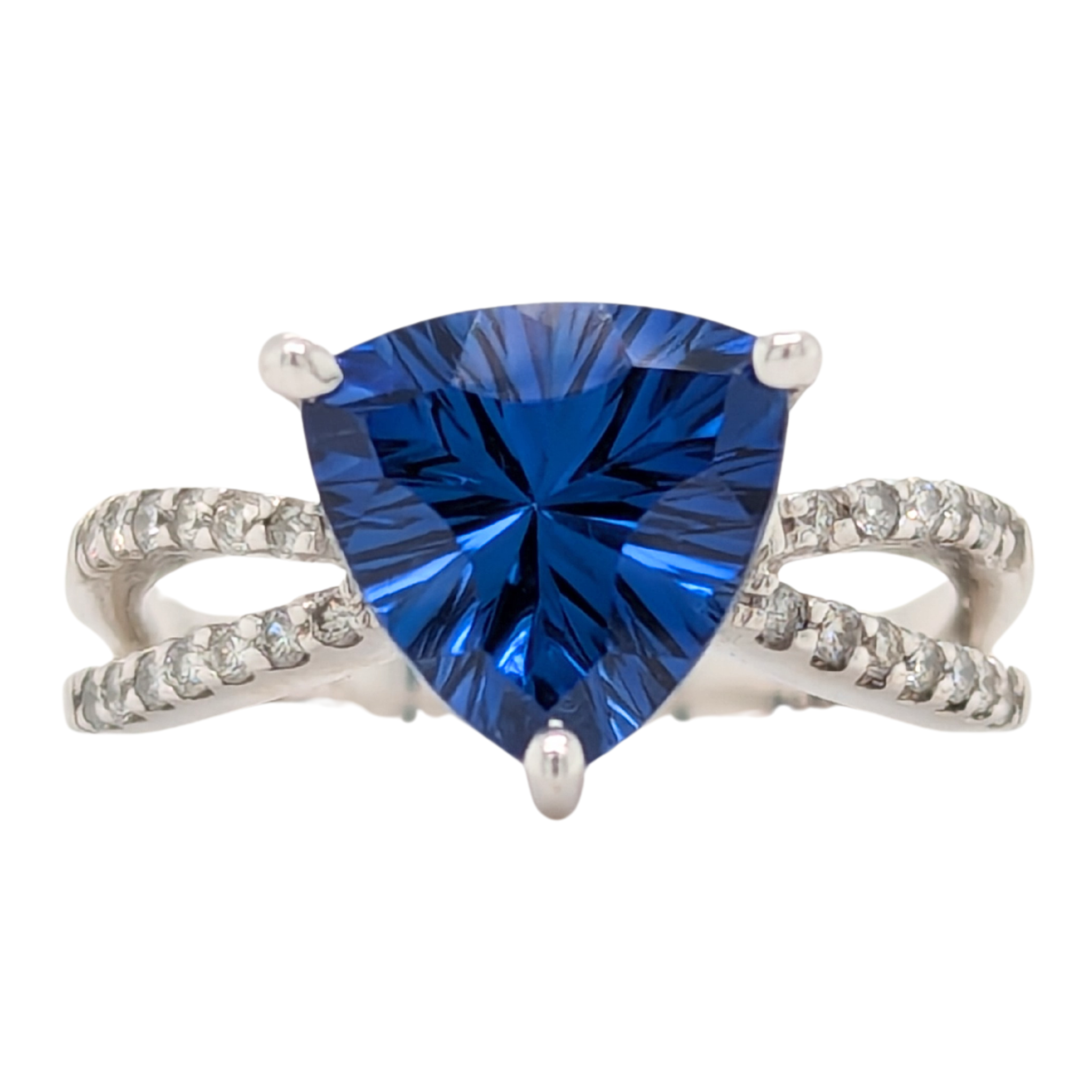 14K White Gold Lab-Created Kortanite & Diamond Ring