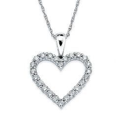 14K White Gold 1/4CTW Diamond Heart Necklace