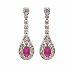 14kt White Gold Ruby and Diamond Drop Earrings
